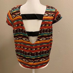 Pretty Rebellious Tribal Print Blouse Cutout Back
